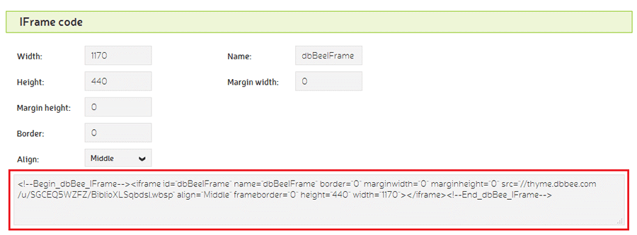 Select all the text in the 'Iframe code” or 'Embed code” box and copy it to clipboard