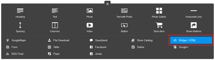 Add a new Widget / HTML element where you want the dbBee project to go