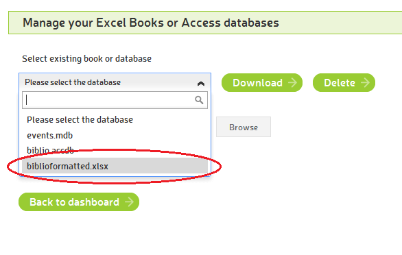Select the database from the list