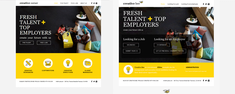 'Creative corner” Wix template