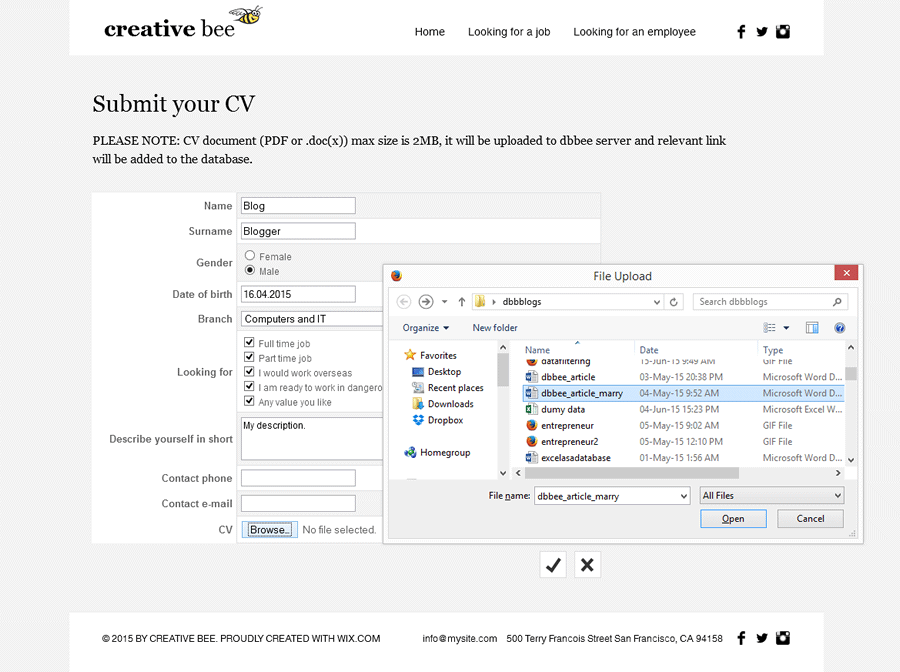 Collect CV’s from candidates
