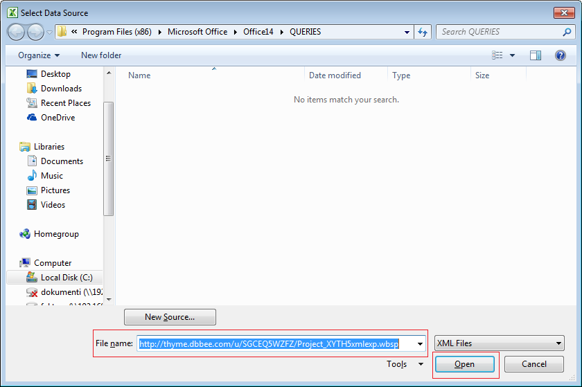 4. Paste the ED application URL you copied in step 2. And click „Open