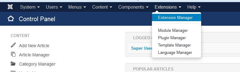 Joomla Extension Manager